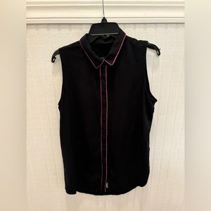 Wildfang Empower Piped Sleeveless Button Up Size Medium
